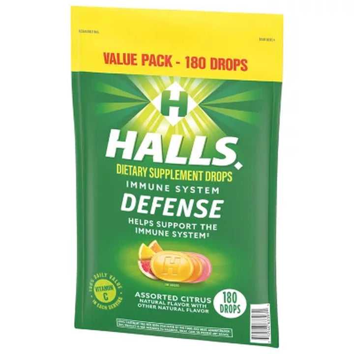 Halls Defense Assorted Citrus Vitamin C Drops Value Pack (180 Ct.)