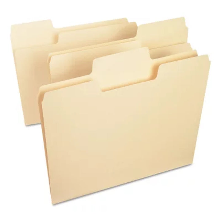 Smead 1/3 Cut Assorted Positions Supertab Heavyweight File Folders, Manila (Letter, 50Ct.)