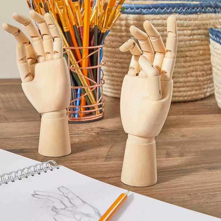 Bright Creations 2 Pack Posable Hand Model for Art, Left and Right Mannequin, 7 In