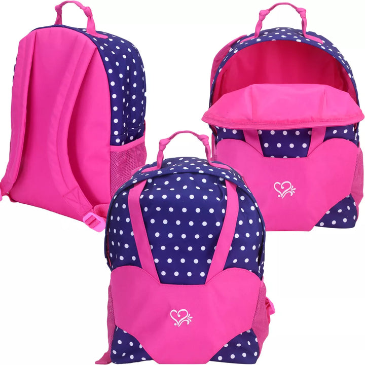 Sophia’S Polka Dot Backpack Carrier to Fit 15'' & 18'' Dolls, Navy