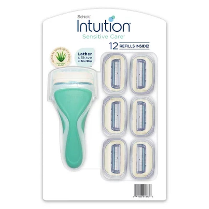 Schick Intuition Sensitive Care for Women, Razor Handle + 12 Cartridge Refills