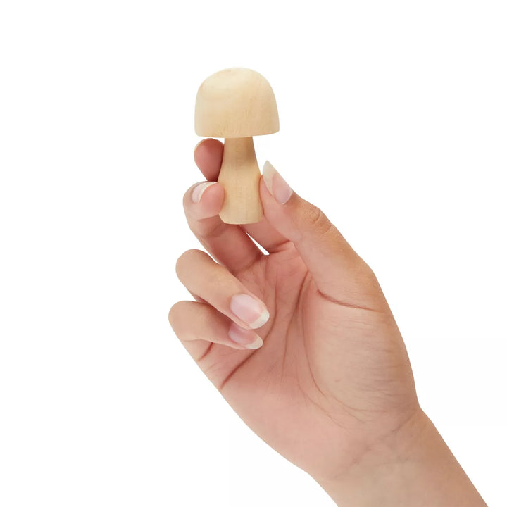 Bright Creations 14 Pieces Mini Wooden Mushrooms for Home Decor, Unfinished Wood Peg Dolls for Crafts, 7 Sizes