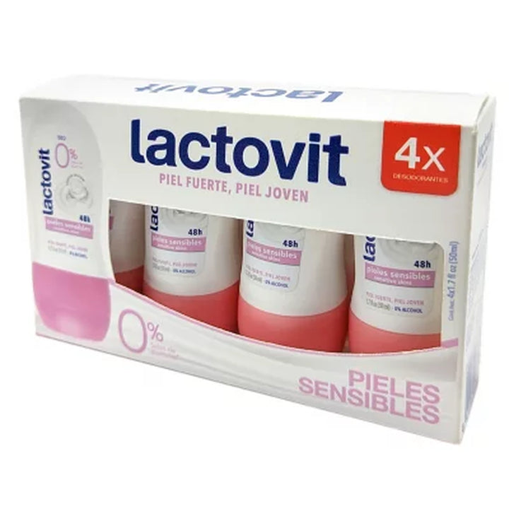 Lactovit Sensitive Skin Deodorant 1.7 Fl. Oz., 4 Pk.