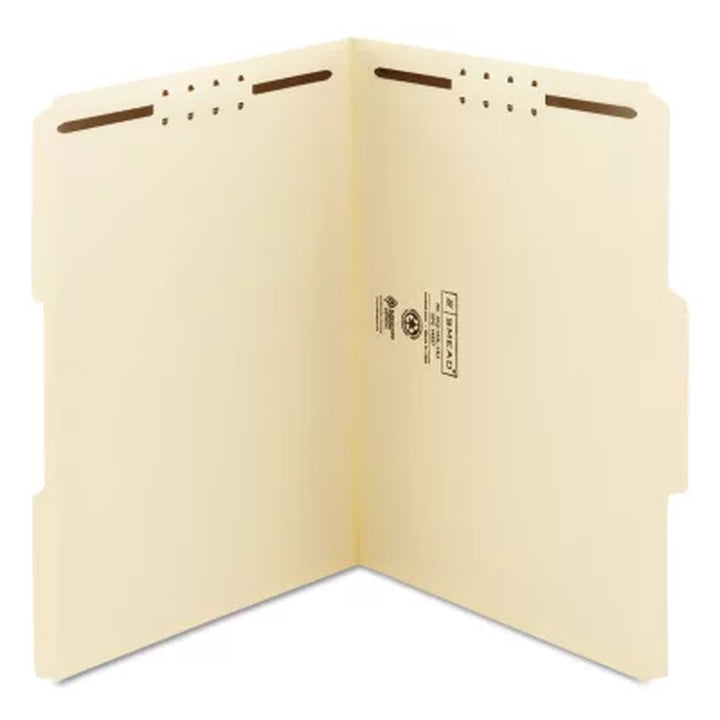 Smead 1/3 Cut Assorted Position Tabs Two Fastener File Folder, Manila Letter, 50Ct.