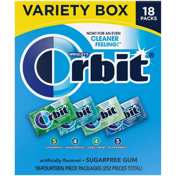 Orbit Mint Sugar Free Chewing Gum, Variety Pack, 14 Pcs., 18 Pk.