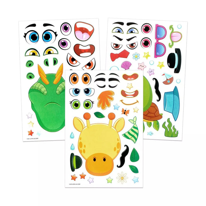 36 PCS Make-A-Face Sticker Sheets Make Your Own Animal Mix Match Sticker Sheets with Safaris, Sea and Fantasy Animals Kids Party Favor