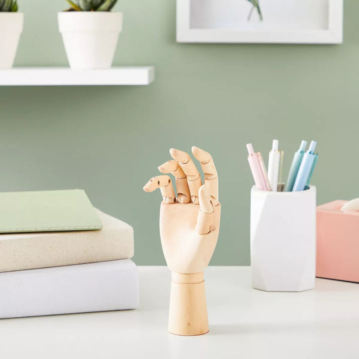 Juvale Wooden Hand Model, 7" Art Mannequin Figure with Posable Fingers for Drawing, Art Supplies