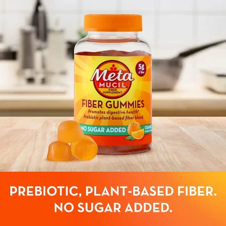 Metamucil Fiber Gummies, No Sugar Added, Orange Flavor, 180 Ct.