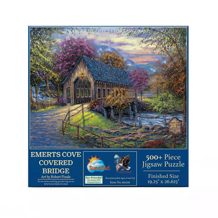 Sunsout Emerts Cove Covered Bridge 500 Pc Large Pieces Jigsaw Puzzle 60706