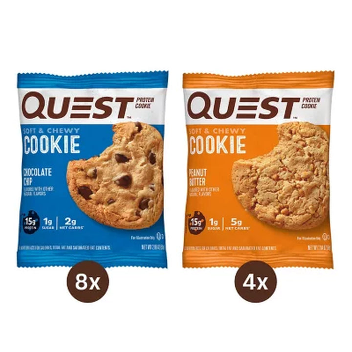 Quest Protein Cookie Double Chocolate Chip & Peanut Butter Variety Pack, 12 Ct.