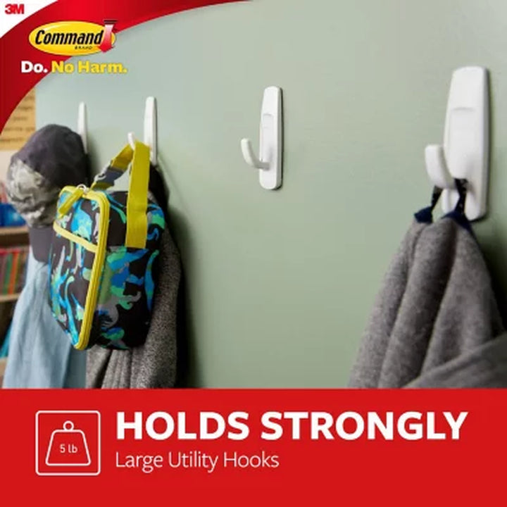 Command Large Utility Hook, White, 12 Hooks, 18 Strips/Pack