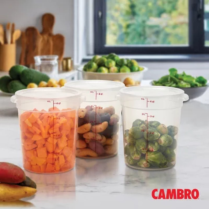 Cambro round Translucent Food Container with Lid (4 Qt.,3 Pk.)