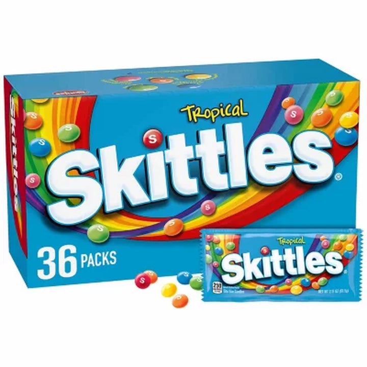 Skittles Tropical Fruity Chewy Candy, Full Size, 2.17 Oz., 36 Pk.