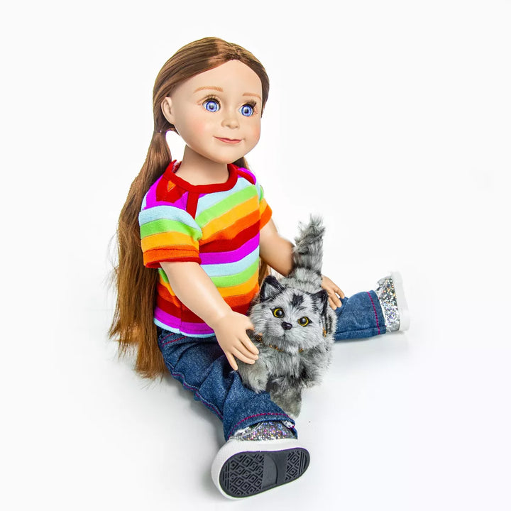 The Queen'S Treasures 18 Inch Doll Pet Realistic Grey Striped Kitty Cat