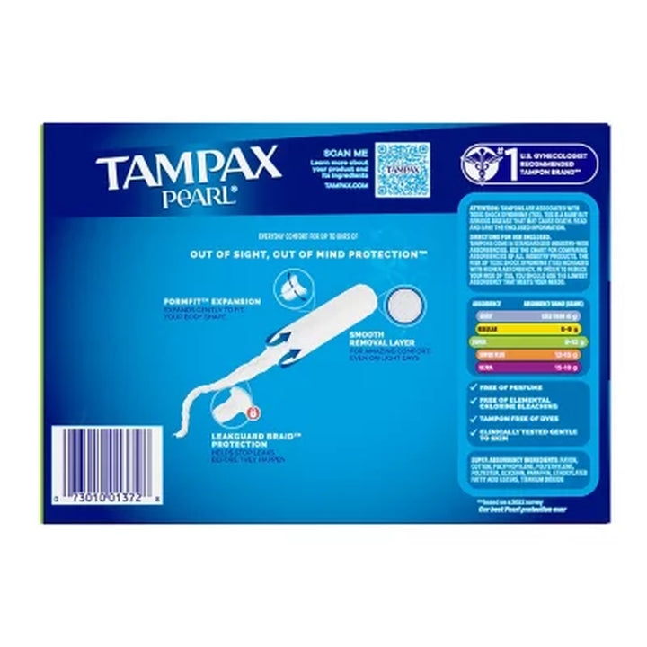 Tampax Pearl Super Tampons, Unscented, 96 Ct.