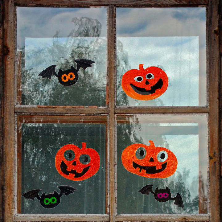 Northlight 6-Piece Jack-O-Lantern and Bats Halloween Gel Window Clings