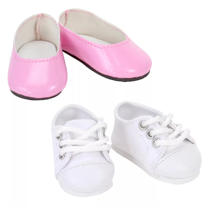 Sophia’S Dressy Pink Flats and White Sneakers for 14.5" Dolls