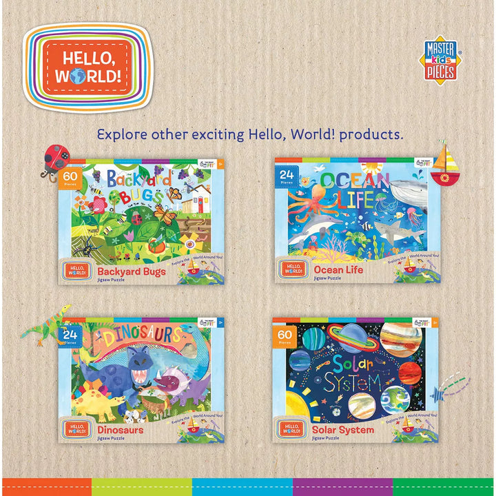 Masterpieces Kids Jigsaw Puzzle Set - Hello World Animals 4-Pack 100 Pieces