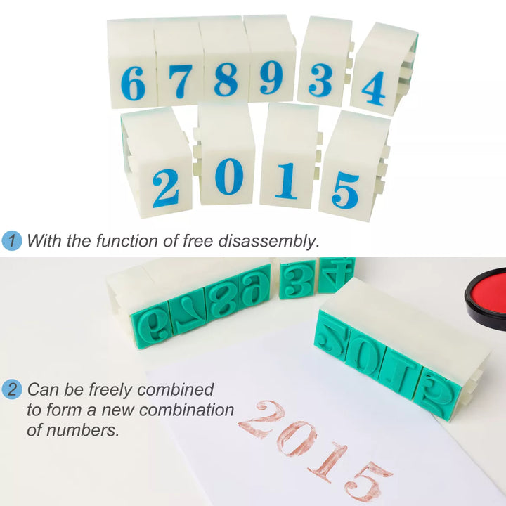 Unique Bargains DIY Rubber Large Detachable 0-9 Digits Numerals Stamps