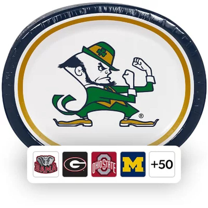NCAA Oval Paper Plates, 10" X 12", 50 Ct. (Choose Your Team)