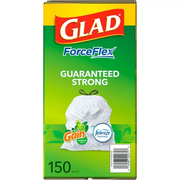 Glad Forceflex Tall Kitchen Trash Bags, Gain Original Scent with Febreze Freshness (13 Gal., 150 Ct.)