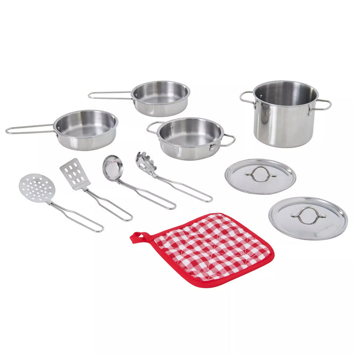 Teamson Kids Play Cooking Accessory Set Steel 11 Pcs Frankfurt TK-M00001