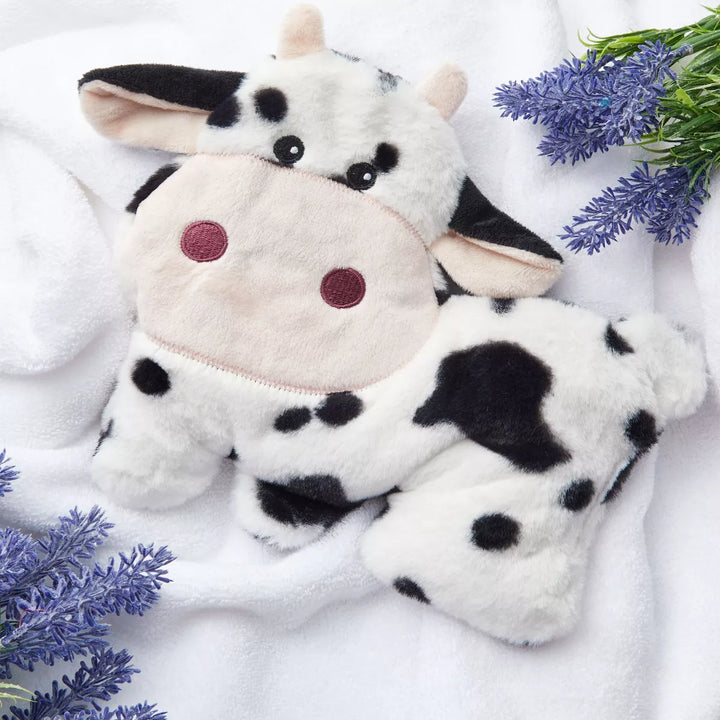 Zodaca Lavender Scented Microwavable Stuffed Animal Cow Plush Heating Pad for Pain Relief