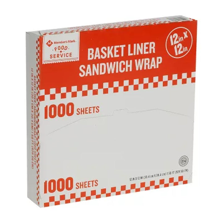 Member'S Mark Red Checkered Basket Liner Sheets 12" X 12", 1,000 Ct.