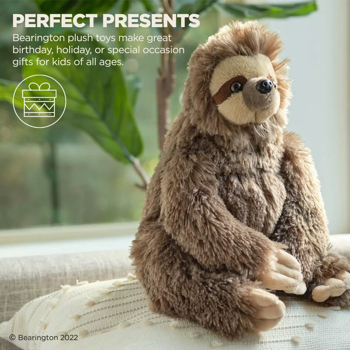 Bearington Speedy Plush Three Toed Sloth Stuffed Animal, 12 Inches