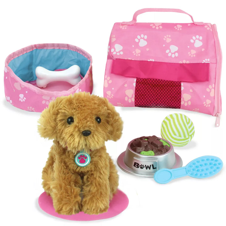 Sophia’S Plush Puppy with Carrier and Accessories for 18" Dolls