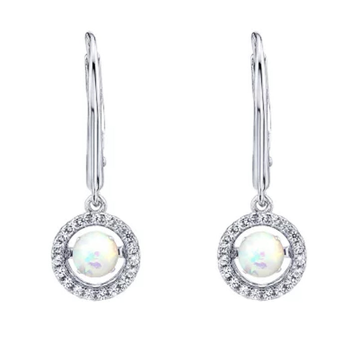 Dancing Lab Created Opal Pendant and Earring Set in Sterling Silver