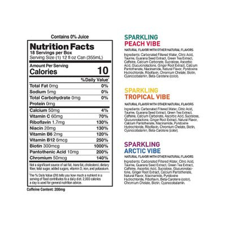 Celsius Essential Energy Sparkling Vibe Variety Pack, 12 Fl. Oz., 18 Pk.