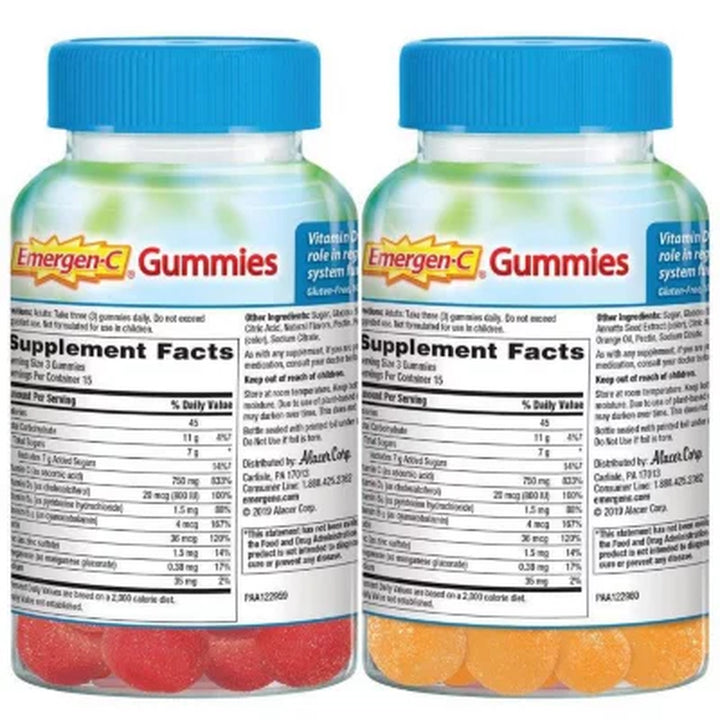 Emergen-C Immune+ Gummies with Vitamin D, Raspberry and Super Orange 45 Ct./Pk., 2 Pk.