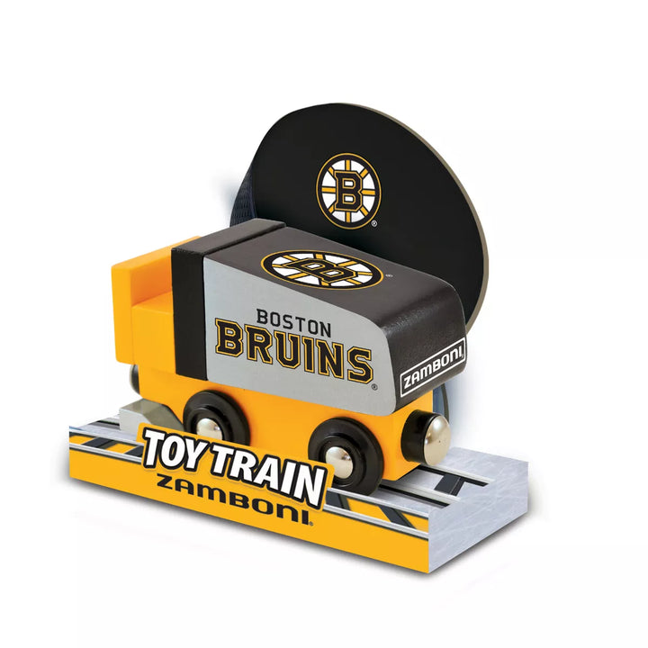 Masterpieces Officially Licensed NHL Boston Bruins Wooden Toy Zamboni Train Engine for Kids.