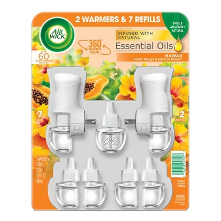 Air Wick Scented Oil Air Freshener Kit, Hawaii (2 Warmers + 7 Refills)