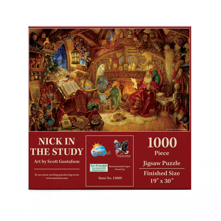 Sunsout Nick in the Study 1000 Pc Christmas Jigsaw Puzzle 13009