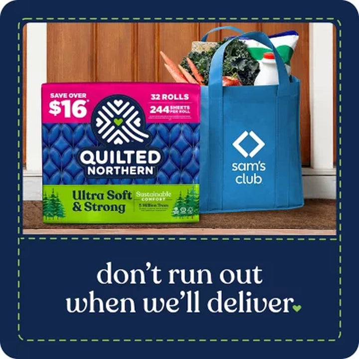 Quilted Northern Ultra Soft & Strong 2-Ply Toilet Paper, Septic Safe 244 Sheets/Roll, 32 Rolls