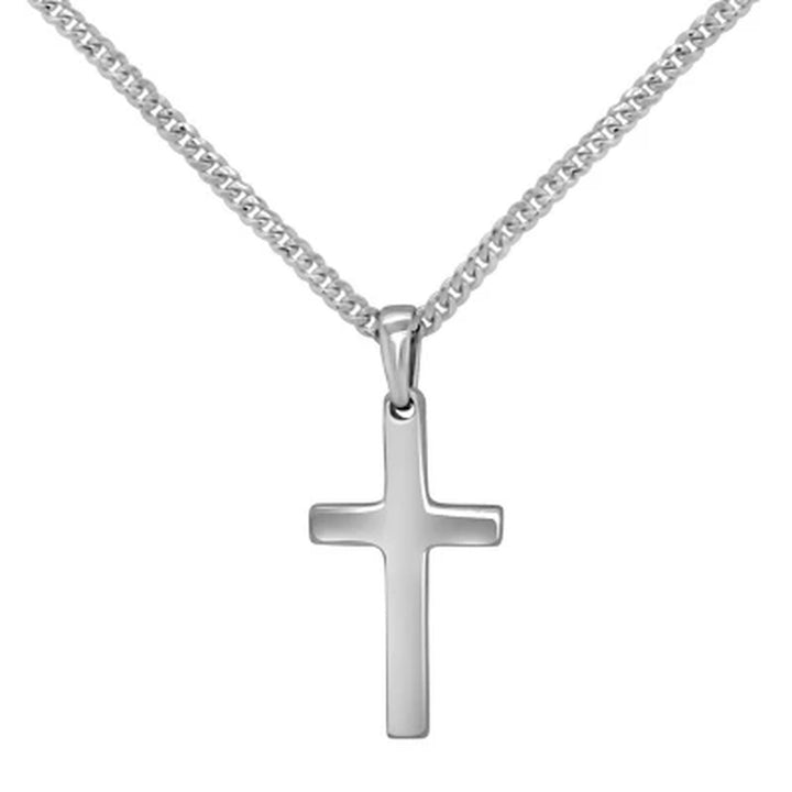 Sterling Silver Reversible Cross Pendant Chain Necklace, 22"