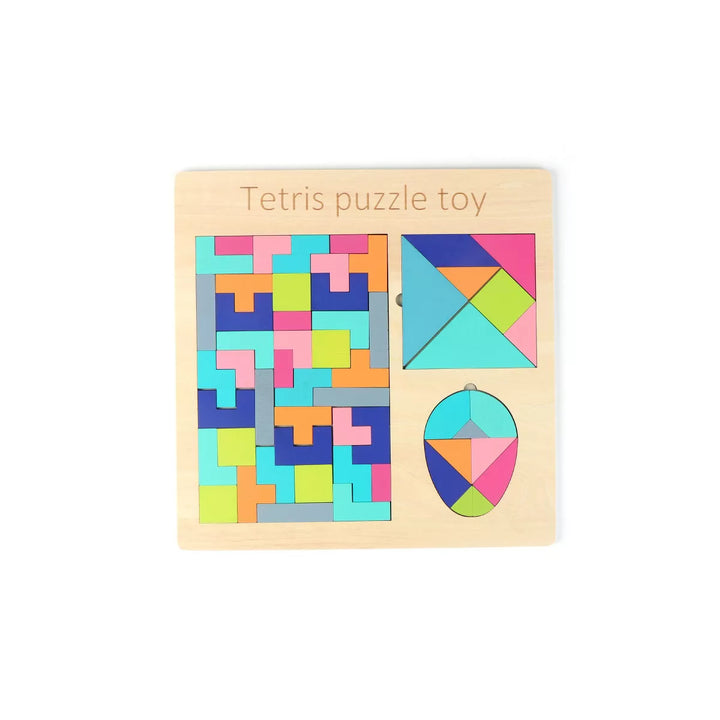 Link 3 in 1 Tangram Wooden Board Learning Puzzle for Kids Montessori Game Fun Shapes Brain Teaser