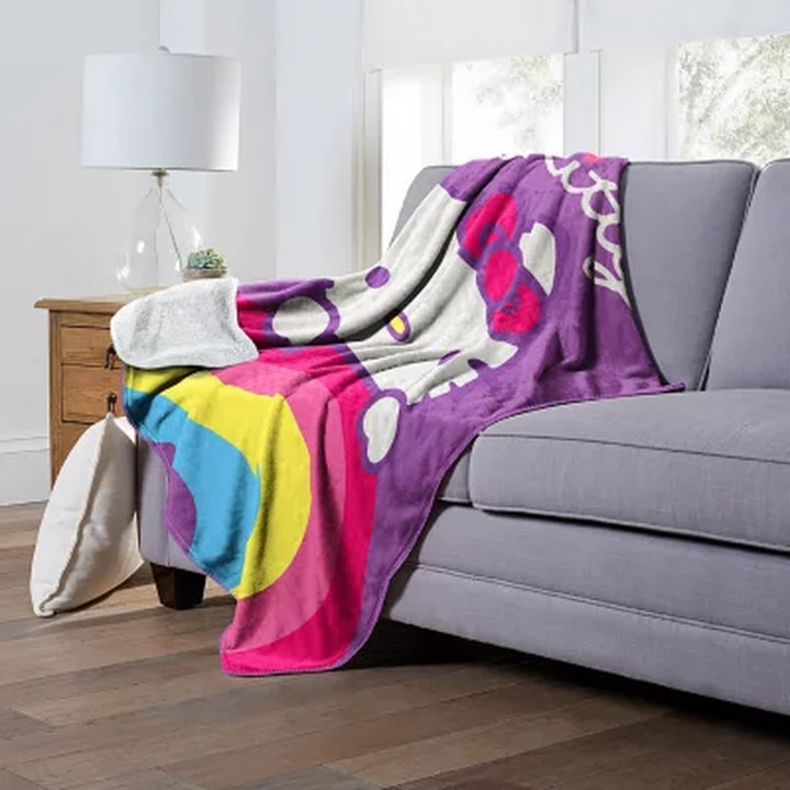 Hello Kitty "Peekaboo Rainbow" Cloud Sherpa Throw Blanket, 50" X 60"