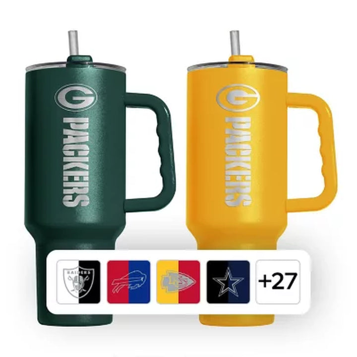 Logo Brands NFL 40Oz Stainless Steel Tumbler, 2 Pack (Assorted Teams)