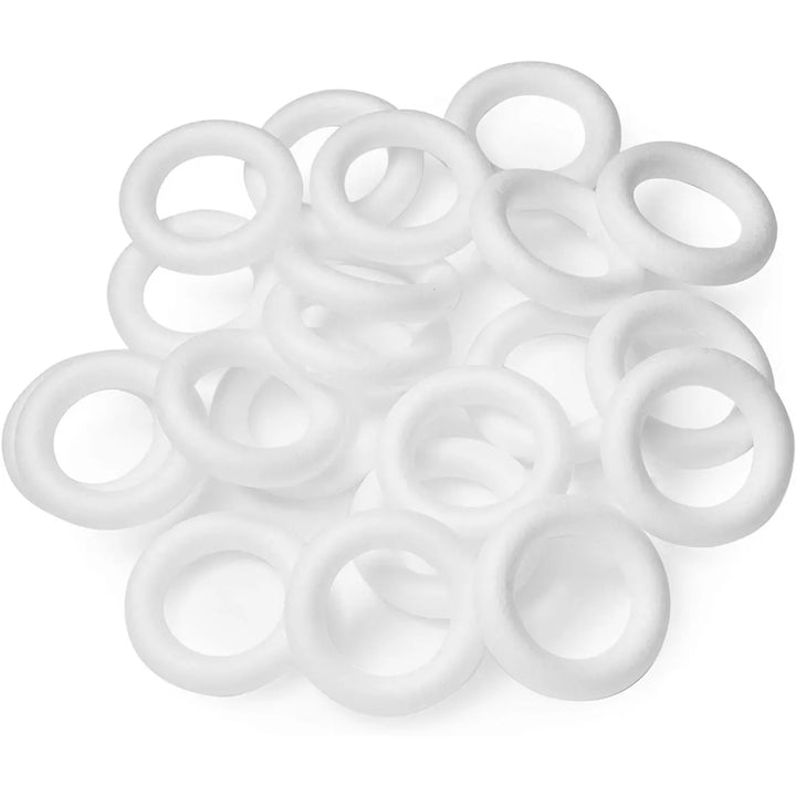 Bright Creations 24-Pack White round Foam Circle Rings, DIY Arts and Crafts Supplies (2.75 In)