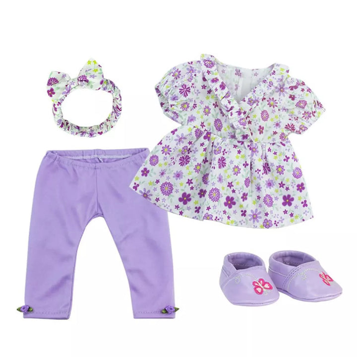 Sophia'S - 15" Doll - Floral Top, Leggings & Headband Set - Purple