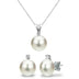 7-7.5MM Freshwater Pearl and Diamond Pendant and Earring Set