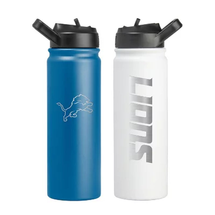 Logo Brands NFL 24Oz Stainless Steel Water Bottle, 2 Pack, Assorted Teams