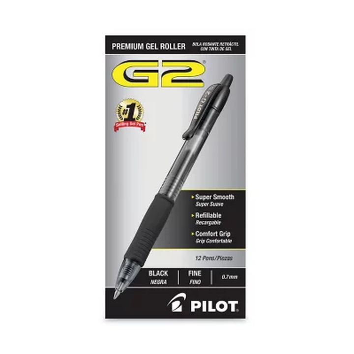 Pilot - G2 Gel Roller Ball, Retractable, Fine, Various Colors - 12 Pens