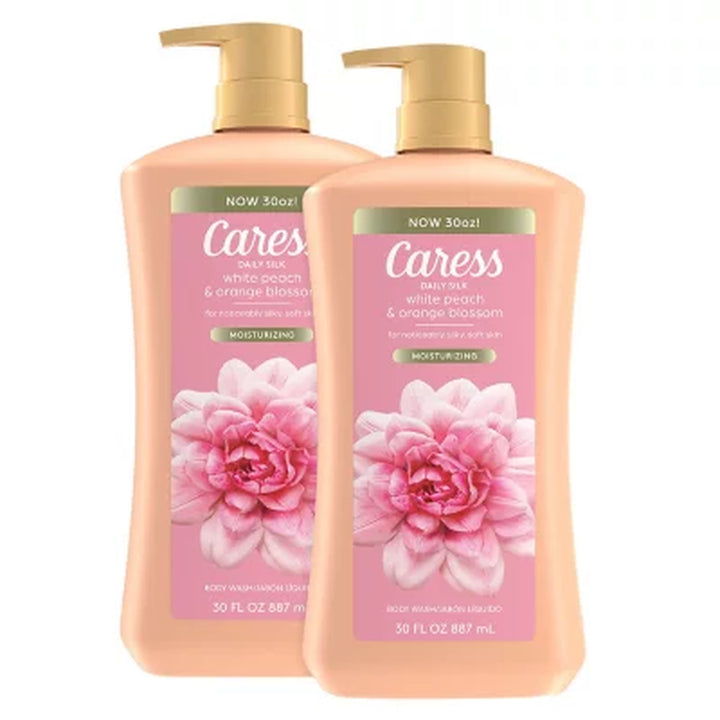 Caress Daily Silk Hydrating Body Wash, White Peach & Orange Blossom, 30 Oz., 2 Pk.