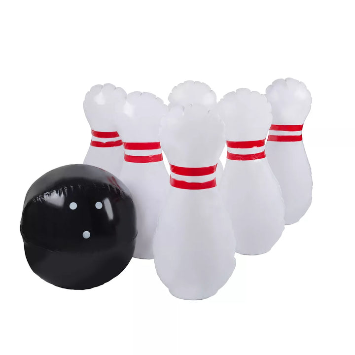 Toy Time Kids' Giant Inflatable Bowling Game Set with 6 Jumbo Pins for Indoor or Outdoor Use