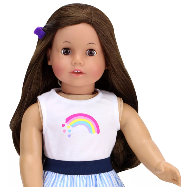 Sophia’S Rainbow Shirt and Striped Skirt for 18" Dolls, Multicolor