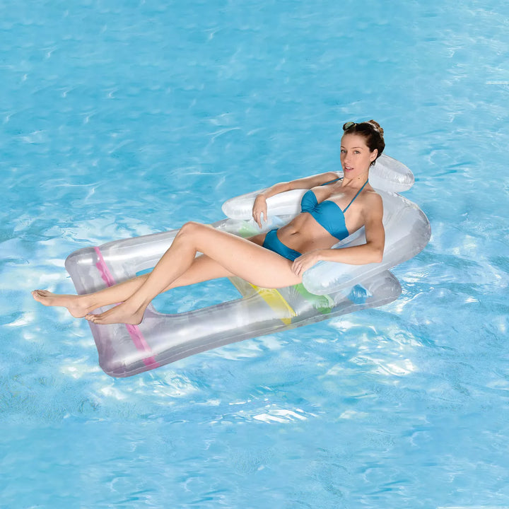 Northlight 62" Clear Inflatable Swimming Pool Float Lounger with Backrest